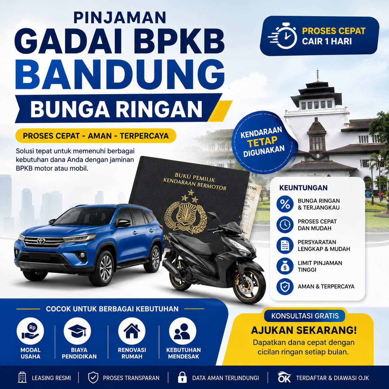 Solusi Pinjaman Dana Jaminan BPKB Bandung dengan Bunga Ringan Cair Cepat